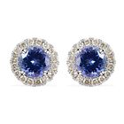 AAAA Tansanit und Diamant Ohrringe, zertifiziert und geprüft, 585 Gold, ca. 1.40 ct