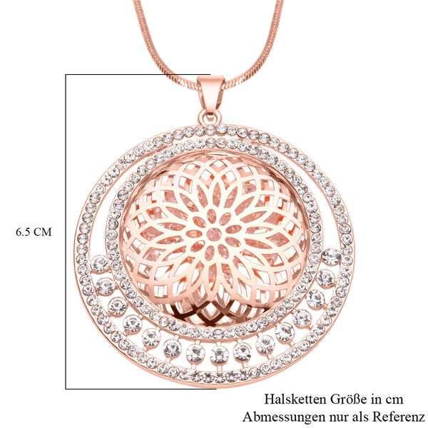 Weißer Kristall Mandala-Anhänger mit Kette, roséfarben image number 4