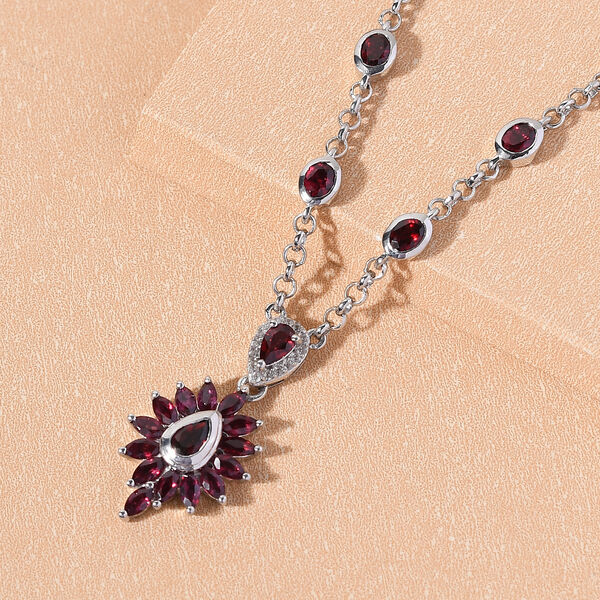 Anthill Granat und Zirkon-Halskette, 45 cm, 925 Silber platiniert ca. 3,65 ct image number 3