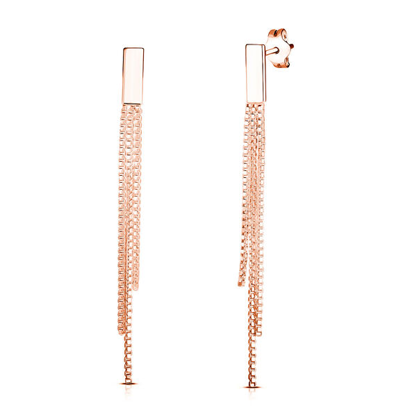 Ketten-Ohrringe in ros&eacute;vergoldetem 925 Silber