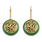 Grüne Jade Ohrringe 925 Silber Gelbgold Vermeil ca. 36.00 ct
