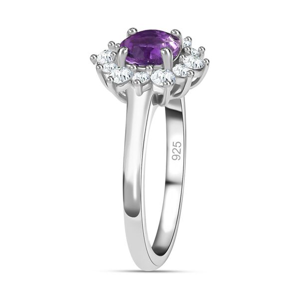 AA Natürlicher, Marokkanischer Amethyst, Weißer Zirkon Ring, 925 Silber platiniert, (Größe 20.00) ca. 1.26 ct image number 5