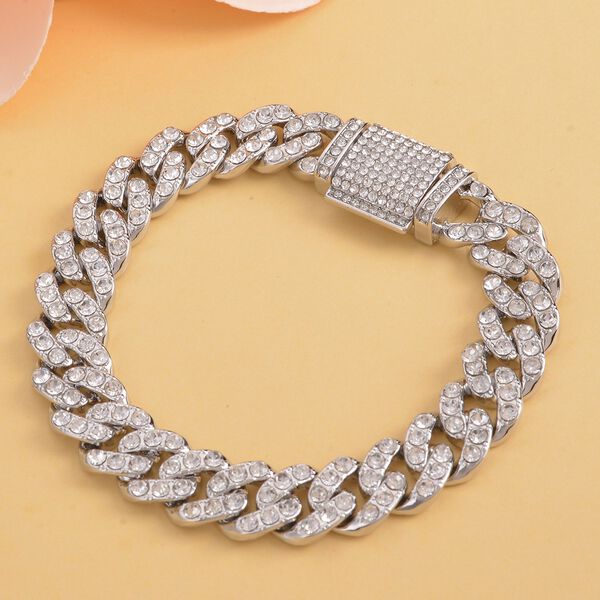 Wei&szlig;es Kristall-Armband, ca. 19 cm, silberfarben image number 2