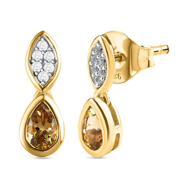 AA nat&uuml;rliche, goldene Tansanit und Zirkon-Ohrringe - 0,65 ct. image number 4