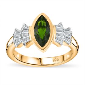 Natürlicher Chromdiopsid und Zirkon-Ballerina-Ring - 1,61 ct.