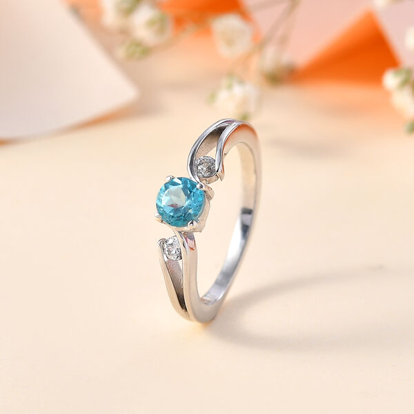 Blauer Apatit und Zirkon-Ring - 0,78 ct. image number 2