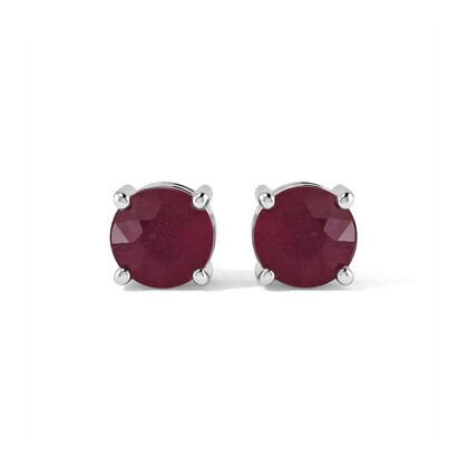 D'Joy Afrikanischer Rubin (Fissure gef&uuml;llt) Ohrringe 925 Silber Rhodiniert ca. 1,36 ct.