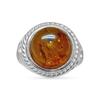 Nat&uuml;rlicher Baltischer Bernstein Ring (12 mm), 925 Silber, flexibel