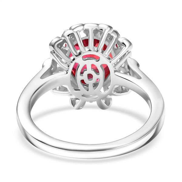 D'Joy Lab Created Padparadscha-Saphir, Weißer Zirkon Ring 925 Silber rhodiniert (Größe 17.00) ca. 4,02 ct image number 6