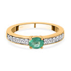 AAA Smaragd und weißer Zirkon-Ring, 925 Silber vergoldet (Größe 16.00) ca. 0,55 ct