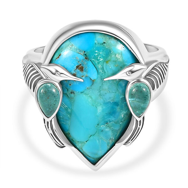 Sajen Silber - Kolibri-Harmonie-Ring, Türkis, Apatit 925 Silber rhodiniert (Größe 17.00) ca. 8.85 ct image number 0