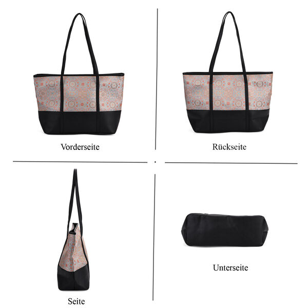 Gro&szlig;e Tragetasche mit Blumenmuster, 48&times;29&times;14 cm, Mehrfarbig image number 3