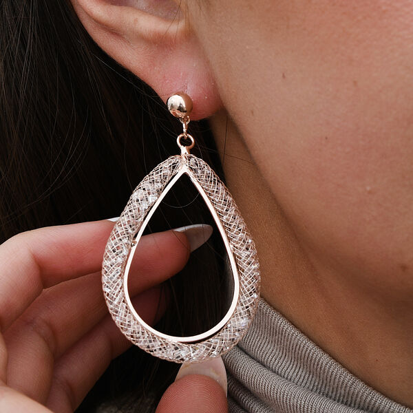 Weißer Kristall Ohrringe Reines Messing image number 3