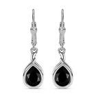 Schwarze Spinell Ohrringe, 925 Silber platiniert ca. 5.65 ct