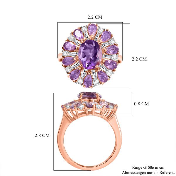 D'Joy AAA Rose De France Amethyst Ring 925 Silber 750 Ros&eacute;gold Vermeil (Gr&ouml;&szlig;e 18.00) ca. 5,55 ct image number 7