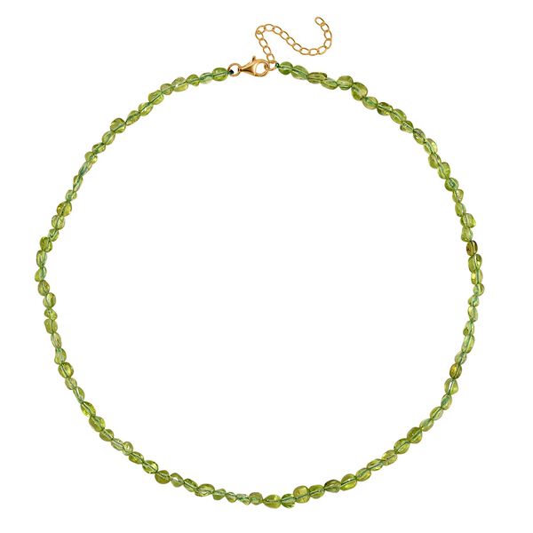 Peridot Halskette ca. 45 cm+ 5 cm Extender, 925 Silber vergoldet ca. 65,00 ct. image number 3
