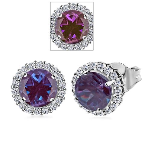 AAA Lab Grown Alexandrite, Lab Grown Diamant Ohrringe 417 Gold ca. 3,56 ct. image number 0