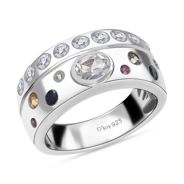 D joy AAA Premium Malagasy Regenbogen Mondstein, Mehrfarbiger Saphir Celestial Rainbow Ring 925 Silber rhodiniert (Gr&ouml;&szlig;e 18.00) ca. 1.35 ct image number 4