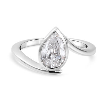 LUSTRO STELLA - feinster Zirkonia Bypass-Ring, 925 Silber platiniert (Gr&ouml;&szlig;e 16.00)