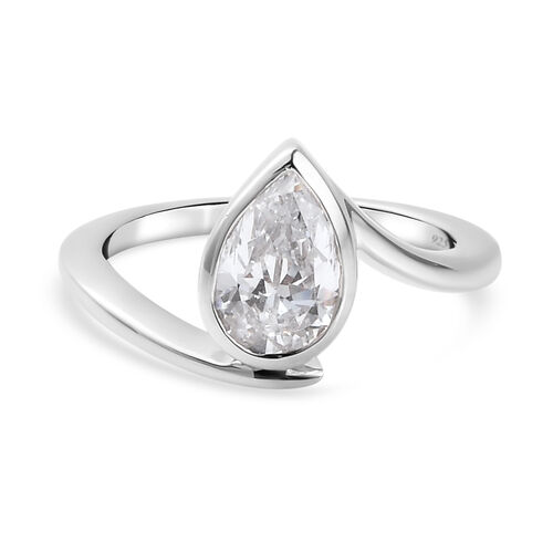 LUSTRO STELLA - feinster Zirkonia Bypass-Ring, 925 Silber platiniert image number 0