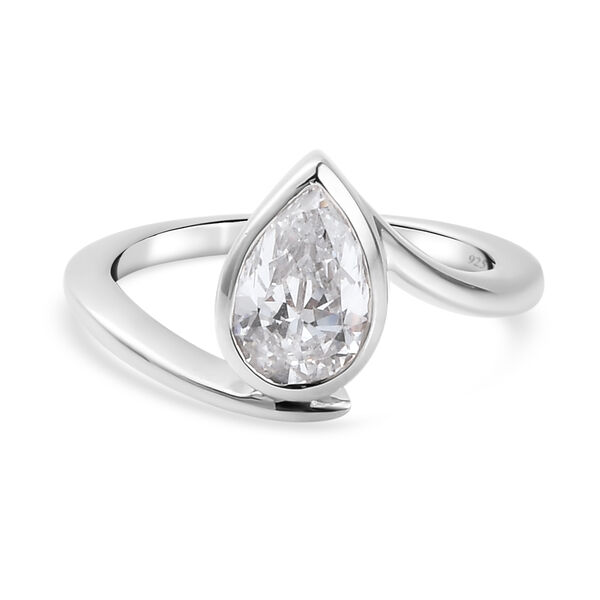 LUSTRO STELLA - feinster Zirkonia Bypass-Ring, 925 Silber platiniert image number 0