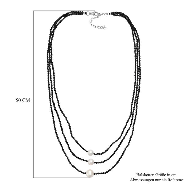EVER TRUE Schwarzer Spinell, S&uuml;&szlig;wasser Perle Halskette ca. 45 cm Edelstahl image number 5