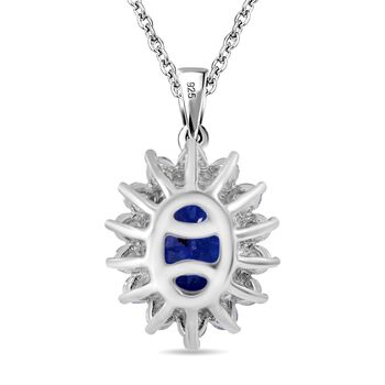 Tansanit und Moissanit Anh&auml;nger mit Kette - 1,73 ct.