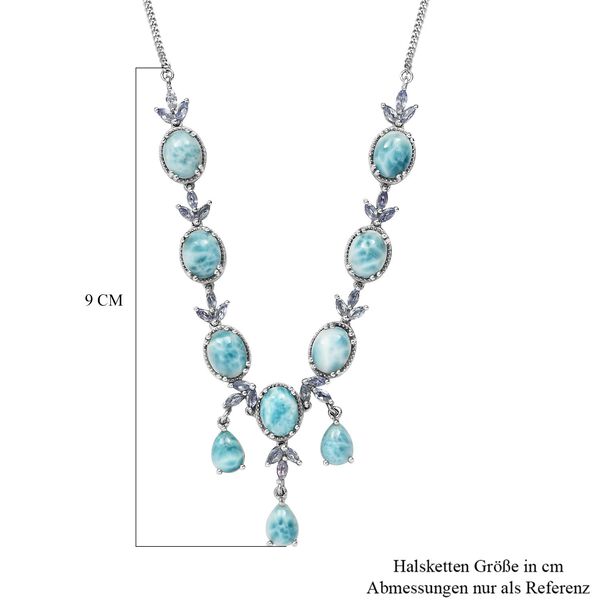 Larimar-Halskette, ca. 45 cm, 925 Silber platiniert ca. 22,04 ct image number 6