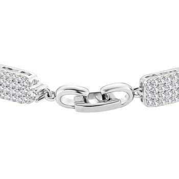 Wei&szlig;es Zirkonia Armband in Silberton, 19cm