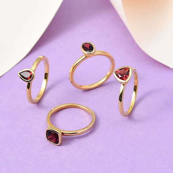 Mosambik Granat mehrreihiger Ring, 925 Silber Gelbgold Vermeil ca. 2.79 ct image number 2