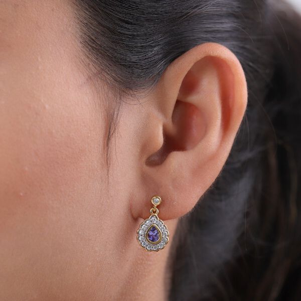 Tansanit und Zirkon Ohrh&auml;nger 925 Silber vergoldet ca. 1,39 ct&nbsp; image number 3