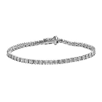 Wei&szlig;er Diamant Armband, ca. 19 cm, 925 Silber platiniert, ca. 0.25 ct