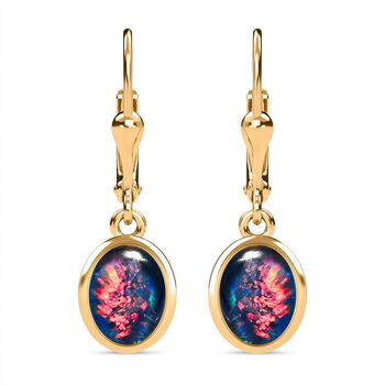 Boulder Opal Triplette Ohrringe, 925 Silber vergoldet, ca. 1.79 ct