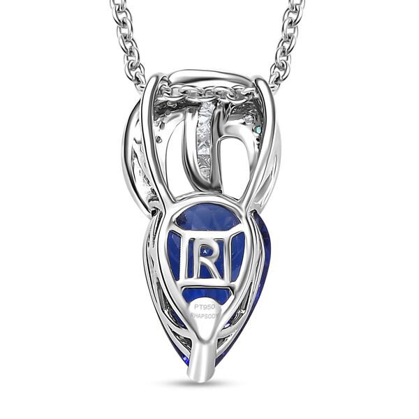 RHAPSODY zertifiziert und gepr&uuml;ft AAAA Tansanit, Paraiba Turmalin und VS-EF Diamant Anh&auml;nger mit 45cm Kette in 950 Platin - 3,71 ct. image number 4