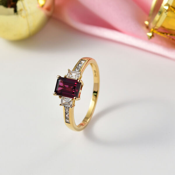 D'Joy nat&uuml;rlicher Rhodolith Granat und Zirkon Ring - 3,19 ct. image number 2