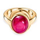 Afrikanischer Rubin (Fissure gefüllt) Ring, 925 Silber Gelbgold Vermeil (Größe 16.00) ca. 8.13 ct