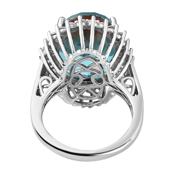 Aqua Terra Costa Quarz Triplett und Zirkon-Halo-Ring, 925 Silber vergoldet, 14,79 ct. image number 6