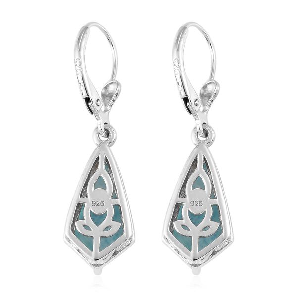 Larimar Tropfen Ohrhänger 925 Sterling Silber platiniert 6,17 Ct  image number 4