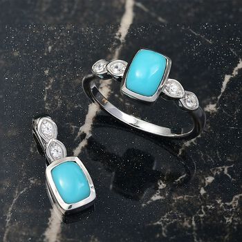 2er Set - D'Joy Sleeping Beauty T&uuml;rkis Anh&auml;nger und Ring, 925 Silber rhodiniert (Gr&ouml;&szlig;e 17.00) ca. 1.81 ct