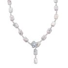 Weiße Keshi Perle, Weißer Zirkonia Halskette ca. Flexibles cm Nickelfreies Messing Standard