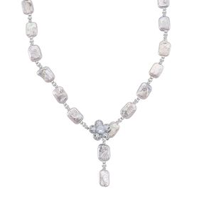 Weiße Keshi Perle, Weißer Zirkonia Halskette ca. Flexibles cm Nickelfreies Messing Standard