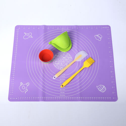 14er-Set Backwerkzeuge - Teigschaber, Backförmchen, Backmatte, Topfhandschuhe und Backpinsel image number 0