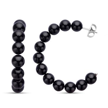 Schwarze Spinell Creolen, Edelstahl ca. 95,00 ct