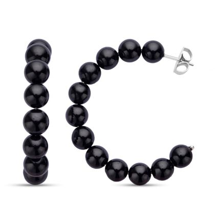 Schwarze Spinell Creolen, 316L Edelstahl ca. 95.00 ct