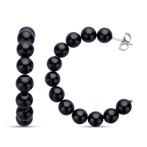 Schwarze Spinell Creolen, Edelstahl ca. 95,00 ct image number 0