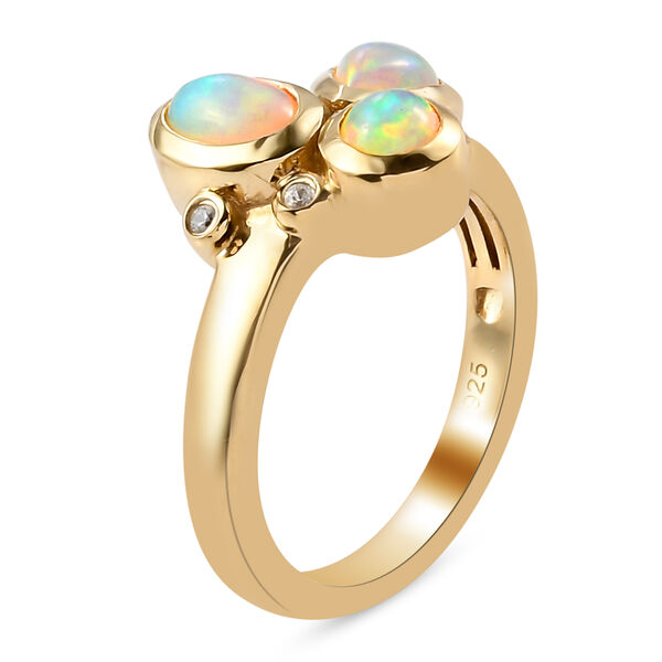 Natürlicher Äthiopischer Opal und Zirkon Ring 925 Silber vergoldet  ca. 0,84 ct image number 5