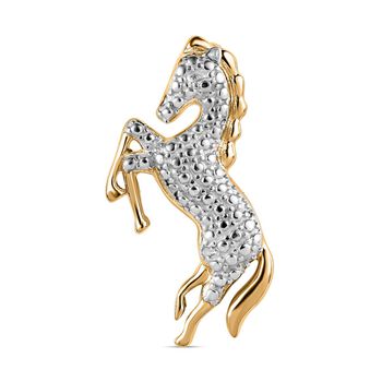 Wei&szlig;er Diamant Pferd-Anh&auml;nger, 925 Silber vergoldet