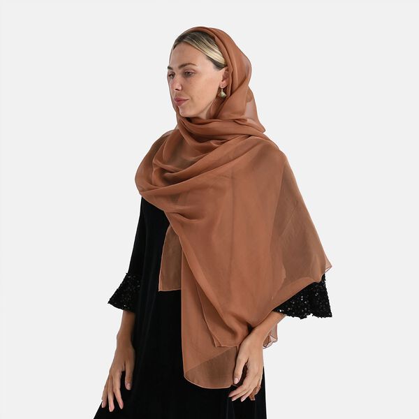  LA MAREY signature 100% silk scarf, "Silk earring  Material:silk & alloy &925 silver pin size:2.5*1.8cm color:brown" image number 4