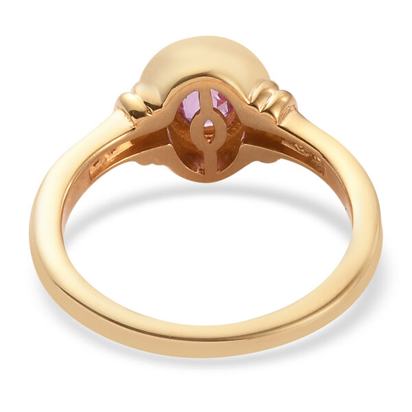 Rosa Saphir und Zirkon-Ring, 925 Silber vergoldet, 0,63 ct. image number 6
