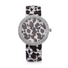 STRADA - Armbanduhr mit Leopardenmotiv, Kristall-Lünette, Japanisches Uhrwerk, Edelstahlzugband, Reiner Edelstahl